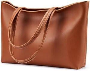 KALIDI Tote Bag Zipper Shoulder Bag Faux Leather Purses for Women.