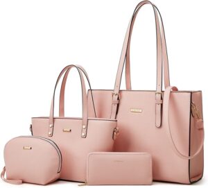 Complete 4-piece synthetic leather handbag set